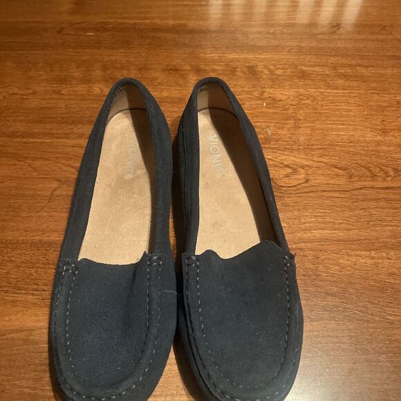 Vionic Women's Debbie Loafers Flats Shoes Size 9.5 Suede Slip On Orthotic Navy - Picture 2 of 8